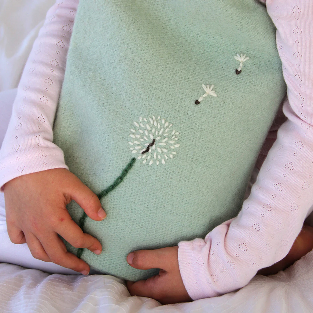Hot Water Bottle Cover with Dandelions Sewing + Embroidery Pattern - Image 3