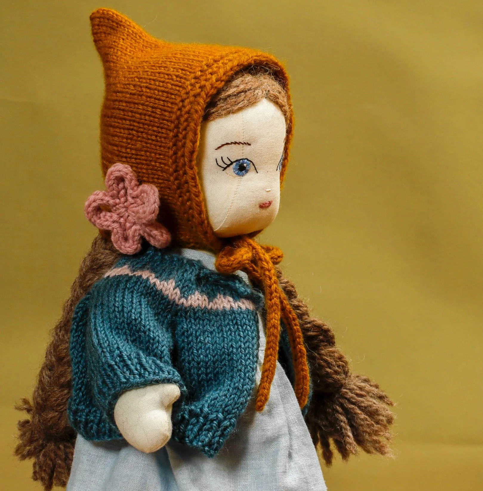 Pixie Hat + Flower Knitting Pattern - Doll - Image 3