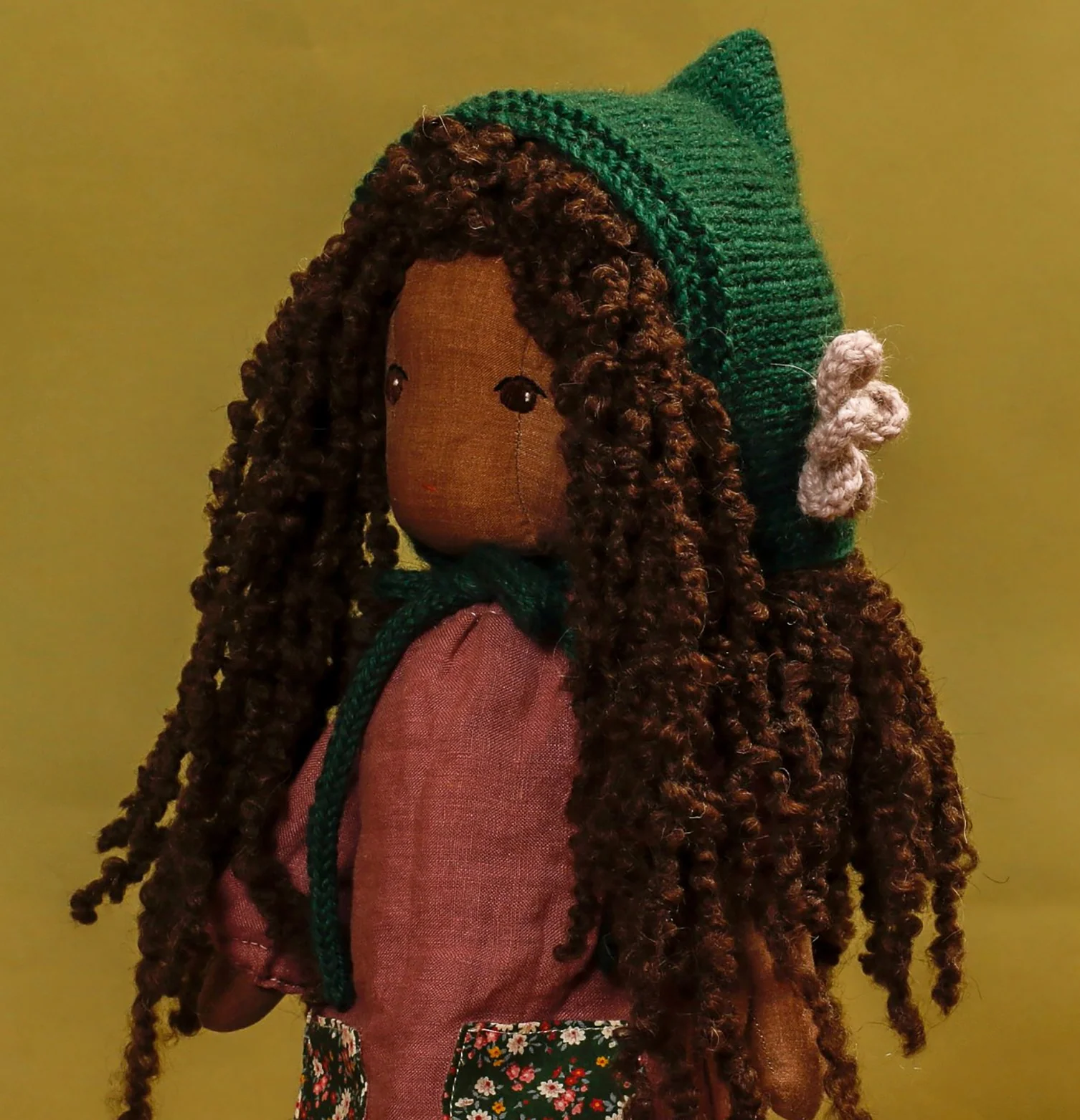 Pixie Hat + Flower Knitting Pattern - Doll - Image 4
