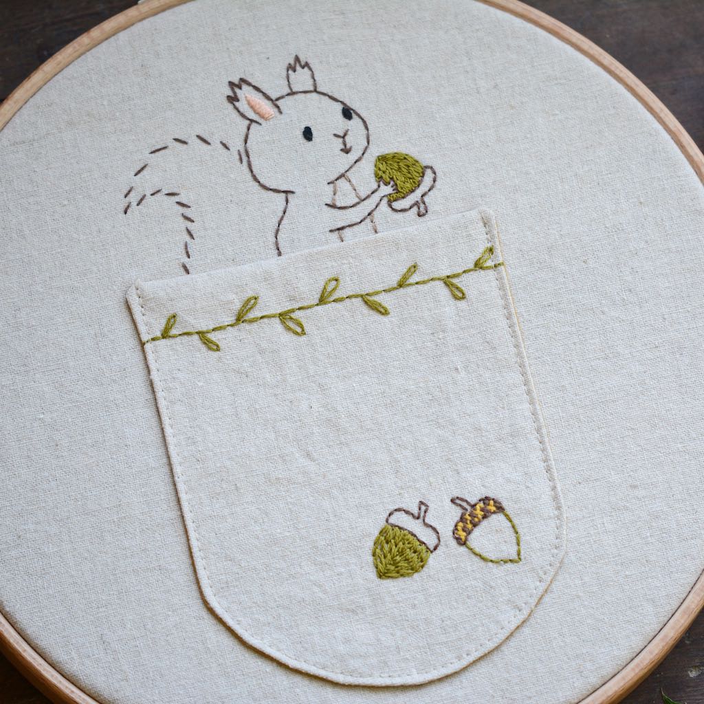 Woodland Squirrel Embroidery Pocket Pattern - Image 3